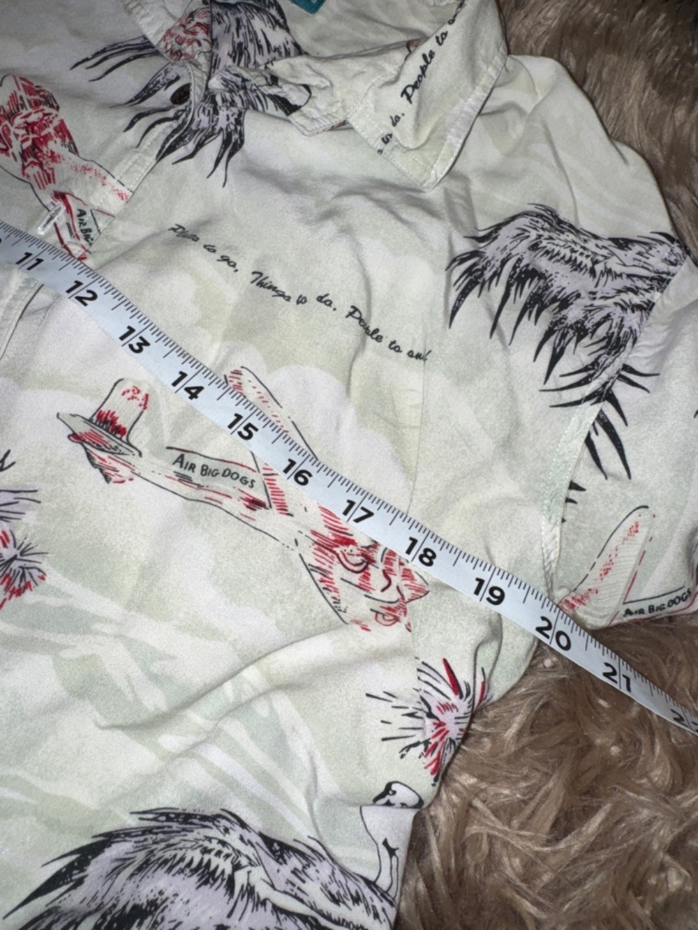Big Dogs VTG Cream Tropical Print Short-Sleeve Button-Down Graphic Shirt SZ S - Picture 7 of 8